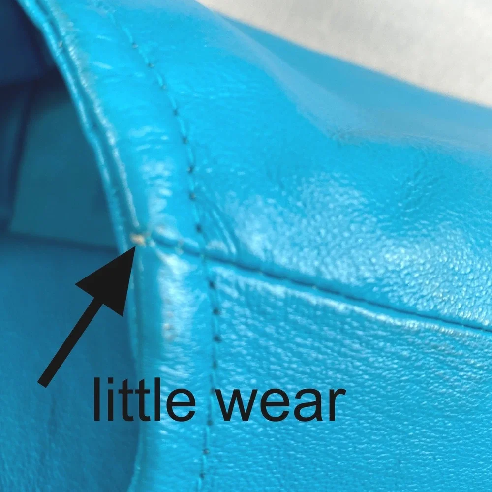 Shape FX Turquoise Blue Genuine Leather Jacket Womens Sz 8 Full Zip Flared Cuffs - Picture 4 of 11